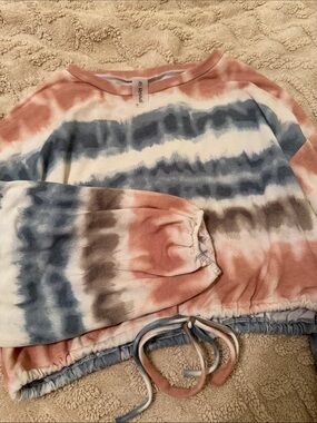 AS Rosalyn Women's Tie-Dye Drawstring Pullover Sweatshirt - Pink Blue Gray